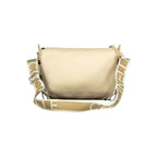 Beige leather women's handbag by Coccinelle with sleek design and silver hardware, featuring a top handle and zip closure.
