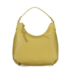 Leather women’s handbag in green by Coccinelle, featuring a sleek design with top handles and gold-tone hardware.