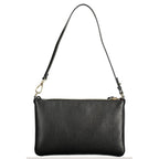 Black leather women’s handbag by Coccinelle featuring a sleek design and top handle, perfect for stylish everyday use.