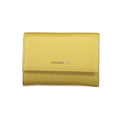 Coccinelle Verde Pelle women's wallet with green leather exterior and multiple card slots, displayed open.