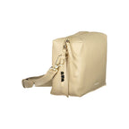 Beige leather Coccinelle woman's handbag with sleek design and subtle stitching, showcasing a stylish accessory for everyday use.