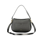 Coccinelle Nero Pelle women’s leather bag with sleek design and silver hardware, featuring top handle and shoulder strap.