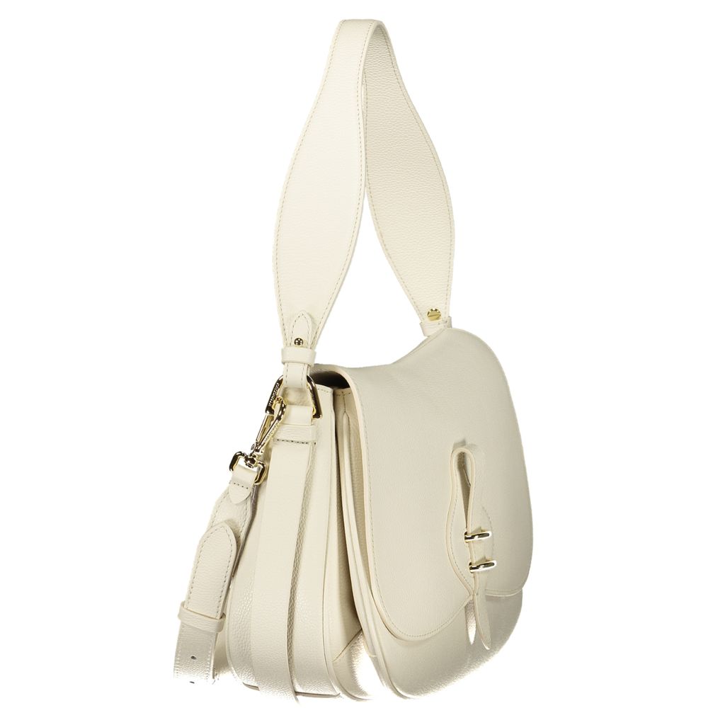 Coccinelle Bianco leather women's handbag with sleek design, top handle, and subtle stitching, perfect for everyday use.