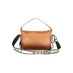 Coccinelle brown leather women’s handbag with sleek design and top handles, featuring subtle stitching details.