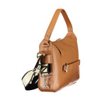 Coccinelle brown leather women's handbag with sleek design and adjustable shoulder strap, featuring subtle stitching details.