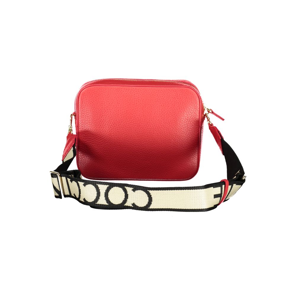 Coccinelle Rosso leather women’s handbag with top handle and gold hardware, showcasing a stylish and elegant design.