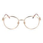Tommy Hilfiger gold stainless steel glasses frames with clear lenses, stylish and modern eyewear accessory.