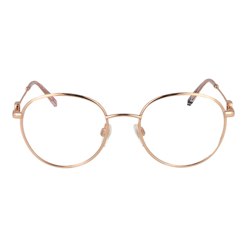 Tommy Hilfiger gold stainless steel glasses frames with clear lenses, stylish and modern eyewear accessory.