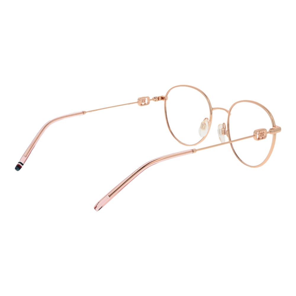 Tommy Hilfiger gold stainless steel glasses frames with clear lenses, stylish and lightweight eyewear for men or women.