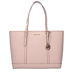 Pink leather shoulder bag by Michael Kors with gold-tone hardware and adjustable strap, stylish accessory for everyday wear.