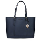 Blue leather shoulder bag by Michael Kors with gold-tone hardware and adjustable strap, stylish accessory for everyday wear.