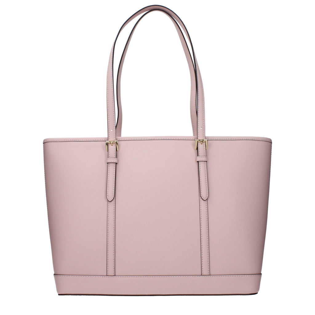 Michael Kors pink leather shoulder bag with gold-tone hardware and adjustable strap, stylish accessory for everyday use.