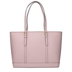 Michael Kors pink leather shoulder bag with gold-tone hardware and adjustable strap, stylish accessory for everyday use.