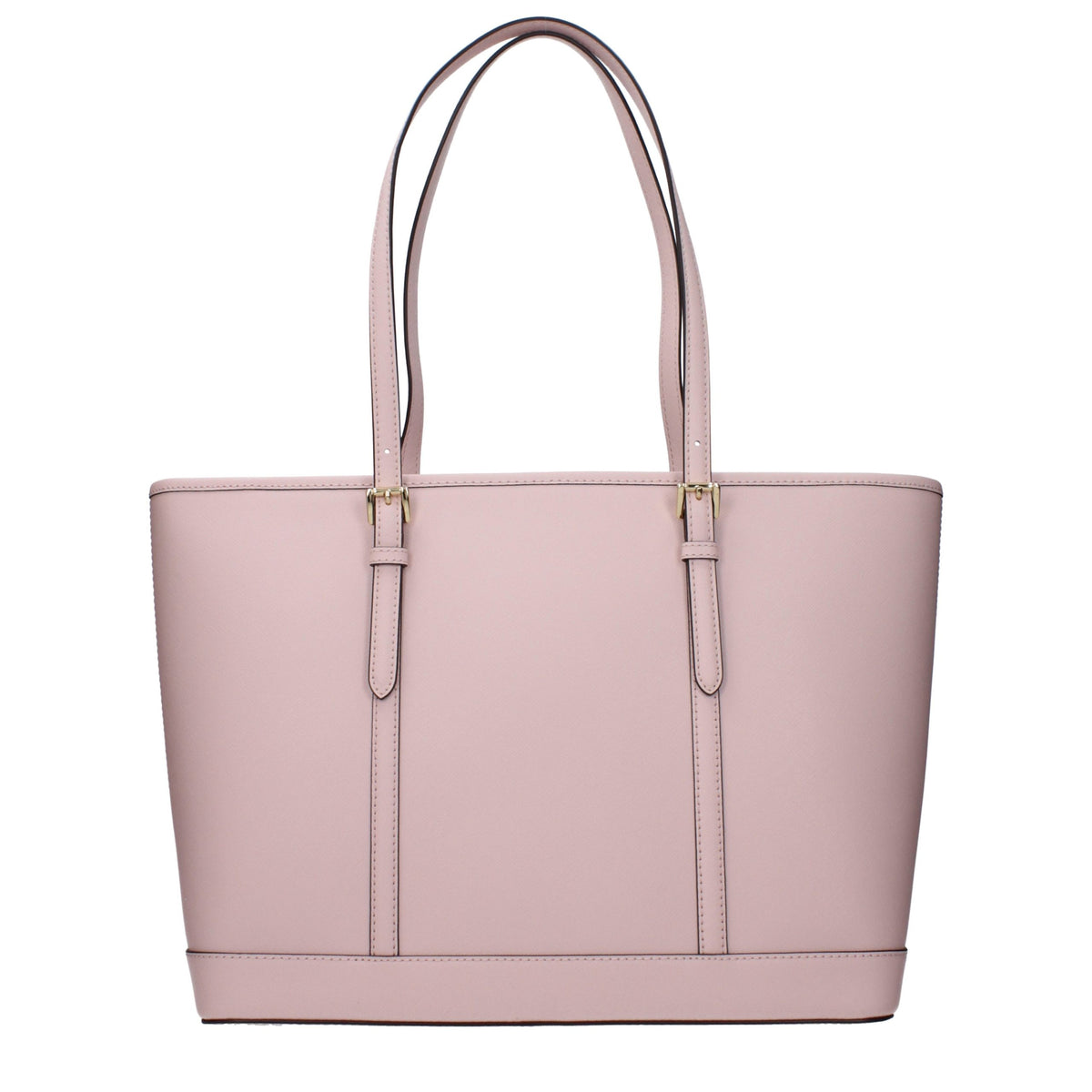 Michael Kors pink leather shoulder bag with gold-tone hardware and adjustable strap, stylish accessory for everyday use.