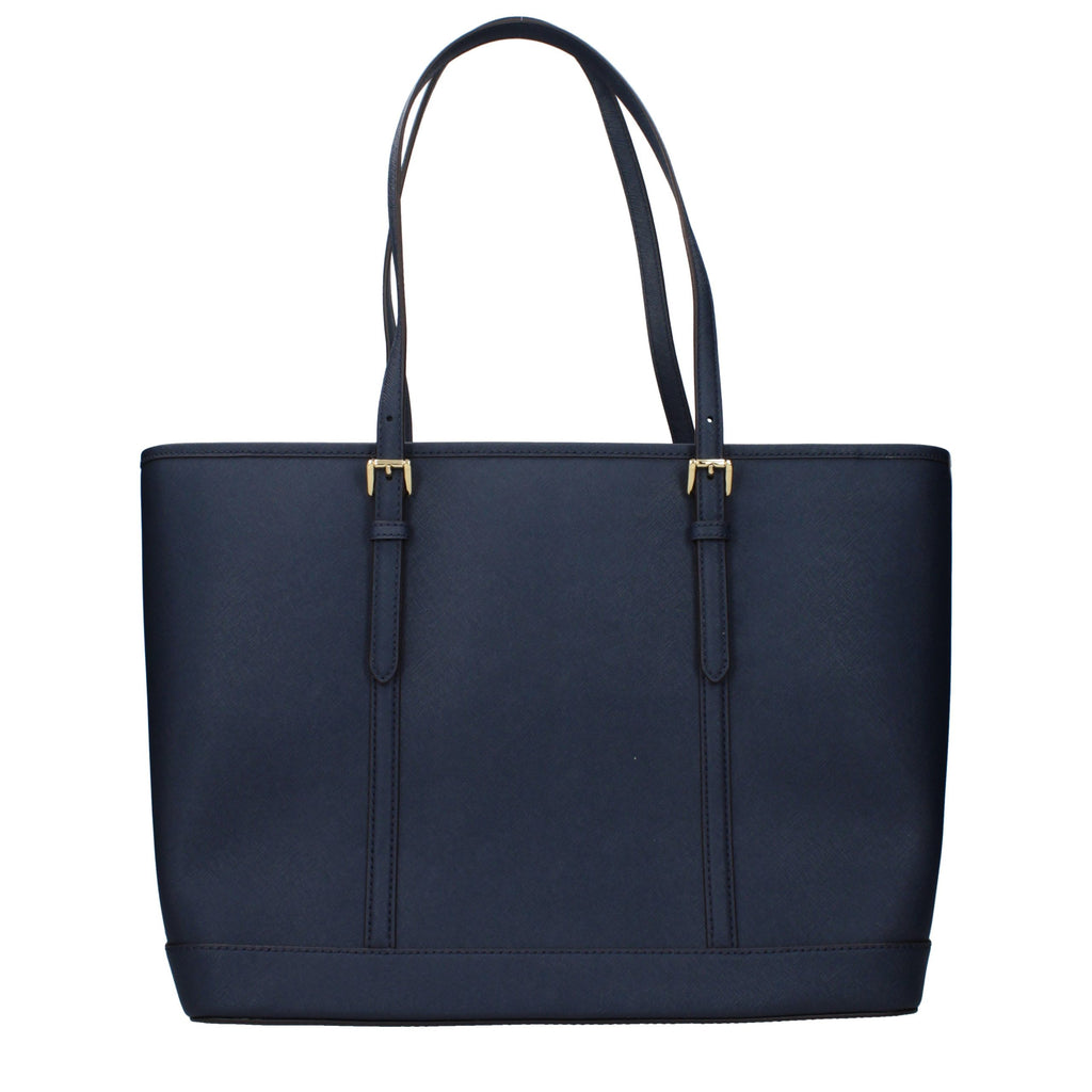 Blue leather Michael Kors shoulder bag with gold-tone hardware, featuring a sleek design and adjustable strap.