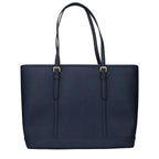 Blue leather Michael Kors shoulder bag with gold-tone hardware, featuring a sleek design and adjustable strap.