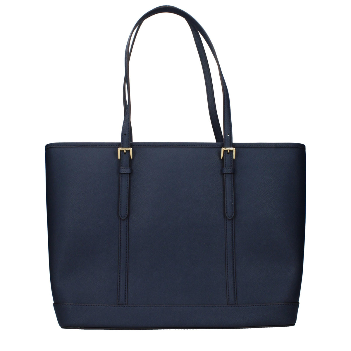 Blue leather Michael Kors shoulder bag with gold-tone hardware, featuring a sleek design and adjustable strap.
