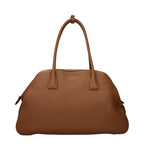 Prada brown leather shoulder bag with sleek design and adjustable strap, featuring subtle branding and smooth textured leather.