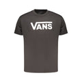 Vans black cotton men's T-shirt with short sleeves and round neckline, casual fit, plain design, front view.