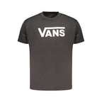 Vans black cotton men's T-shirt with short sleeves and round neckline, casual fit, plain design, front view.