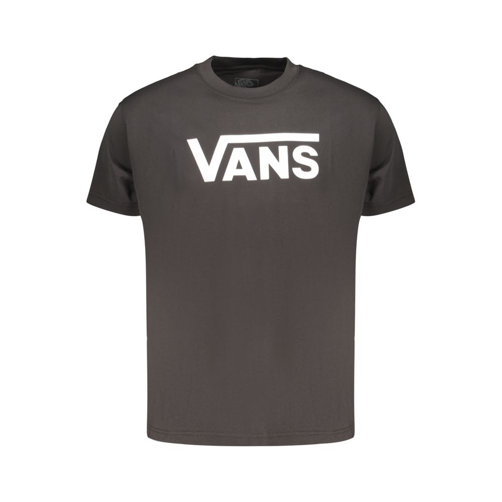 Vans black cotton men's T-shirt with short sleeves and round neckline, casual fit, plain design, front view.