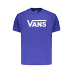 Vans blue cotton men's T-shirt with crew neckline and short sleeves, casual fit, front logo detail.