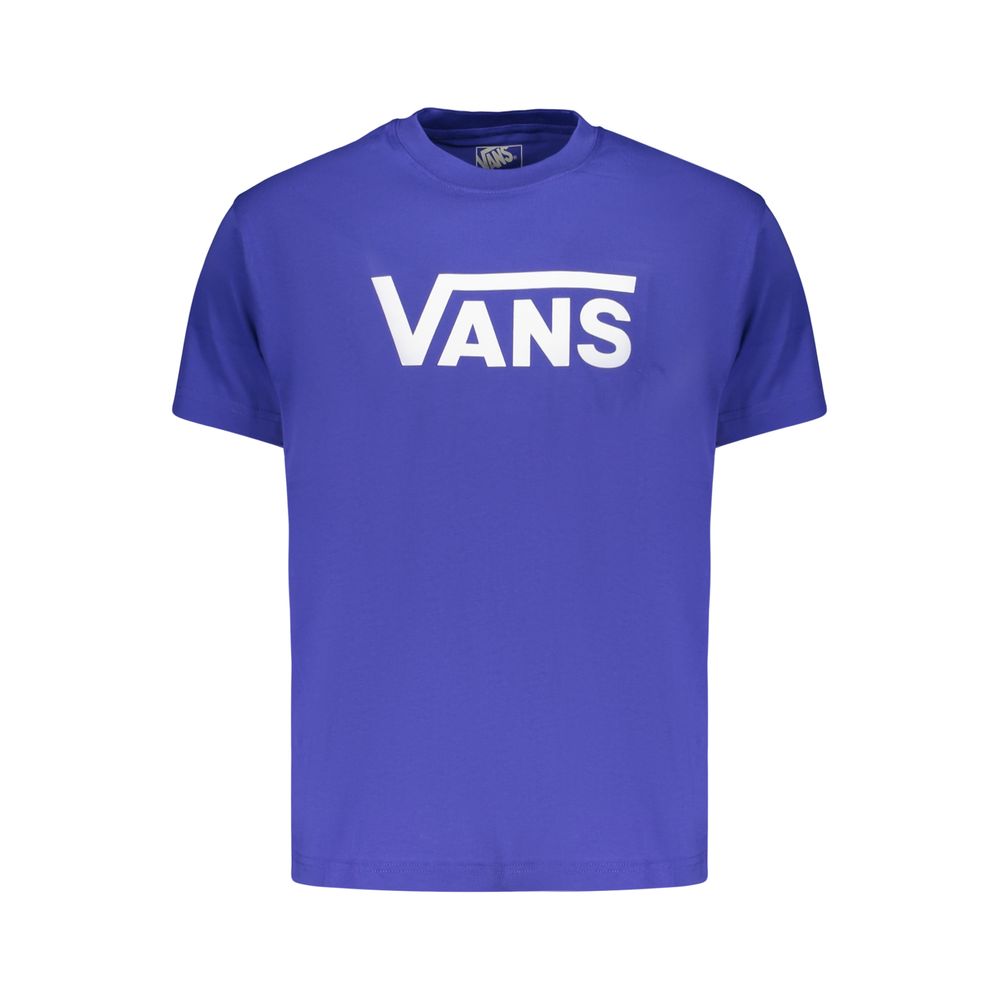 Vans blue cotton men's T-shirt with crew neckline and short sleeves, casual fit, front logo detail.