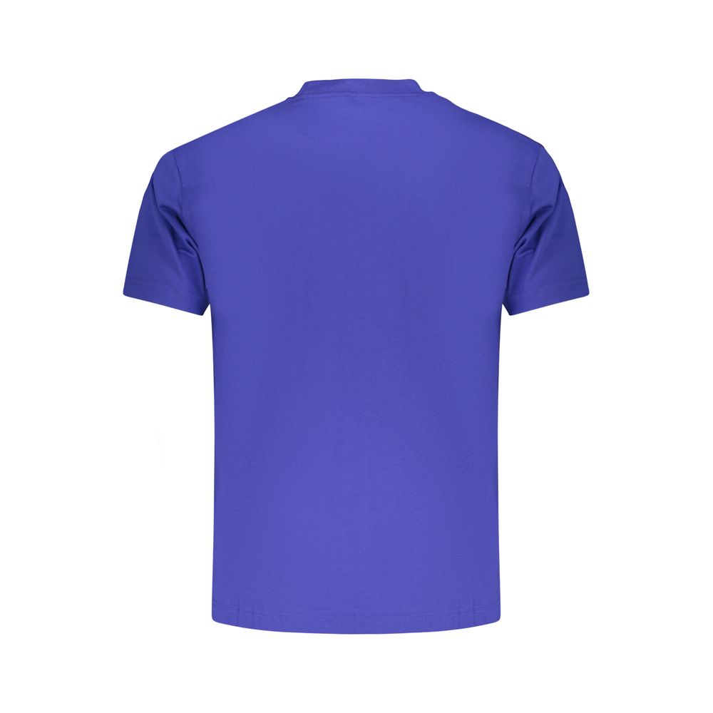 Vans blue cotton men's T-shirt with crew neck and short sleeves, casual clothing displayed on a neutral background.