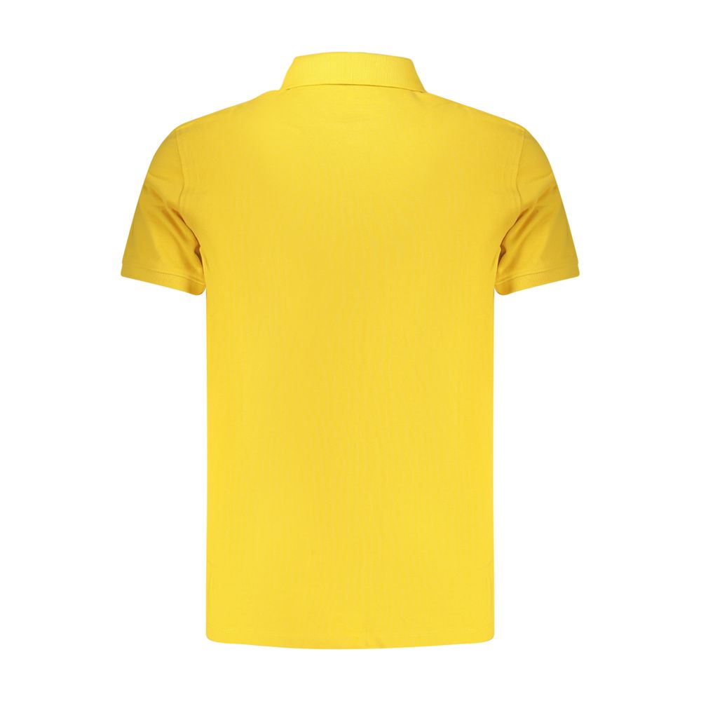 Timberland yellow cotton men's polo shirt with a classic collar and short sleeves, displayed flat on a white background.