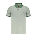 Timberland Verde cotton men's polo shirt in green, featuring a classic collar and short sleeves, displayed on a hanger.