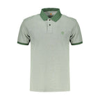Timberland Verde cotton men's polo shirt in green, featuring a classic collar and short sleeves, displayed on a hanger.