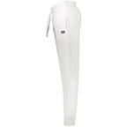 Norway 1963 Bianco cotton men's track pants displayed on a hanger, featuring a relaxed fit and minimalist design.