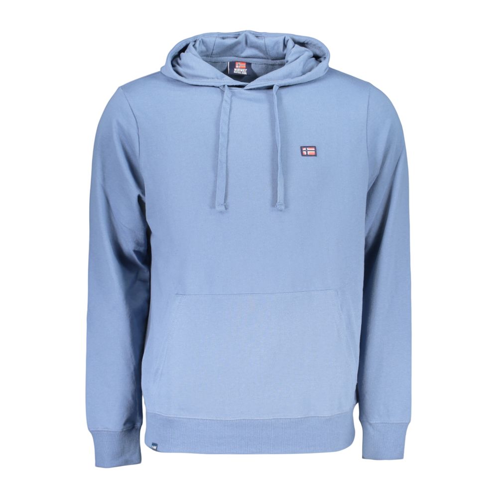 Norway 1963 blue cotton men's hoodie with front pocket and drawstrings, casual and comfortable clothing for men.
