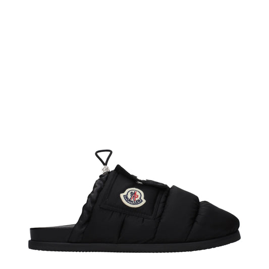 Moncler Black Fabric Slippers Moncler