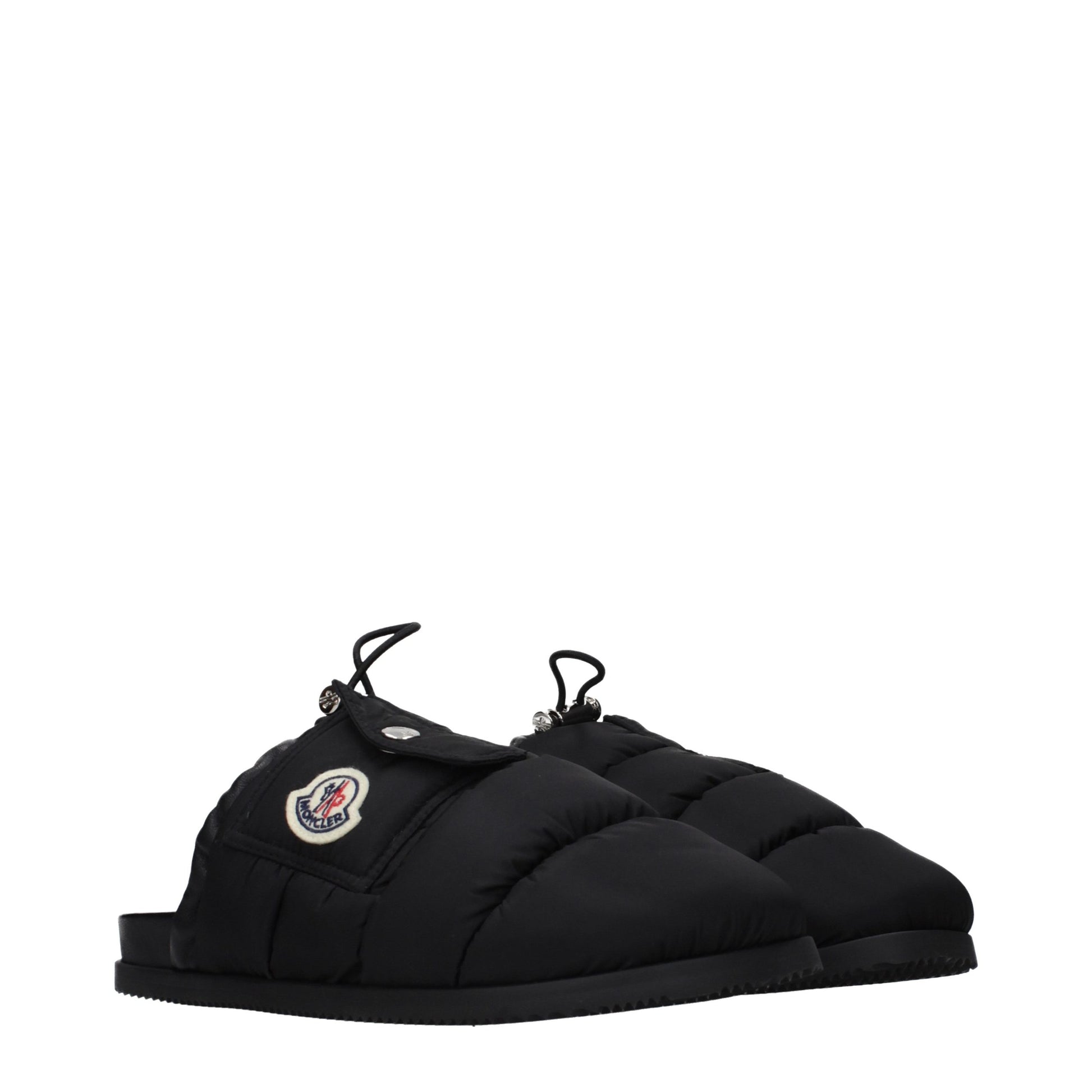Moncler Black Fabric Slippers Moncler