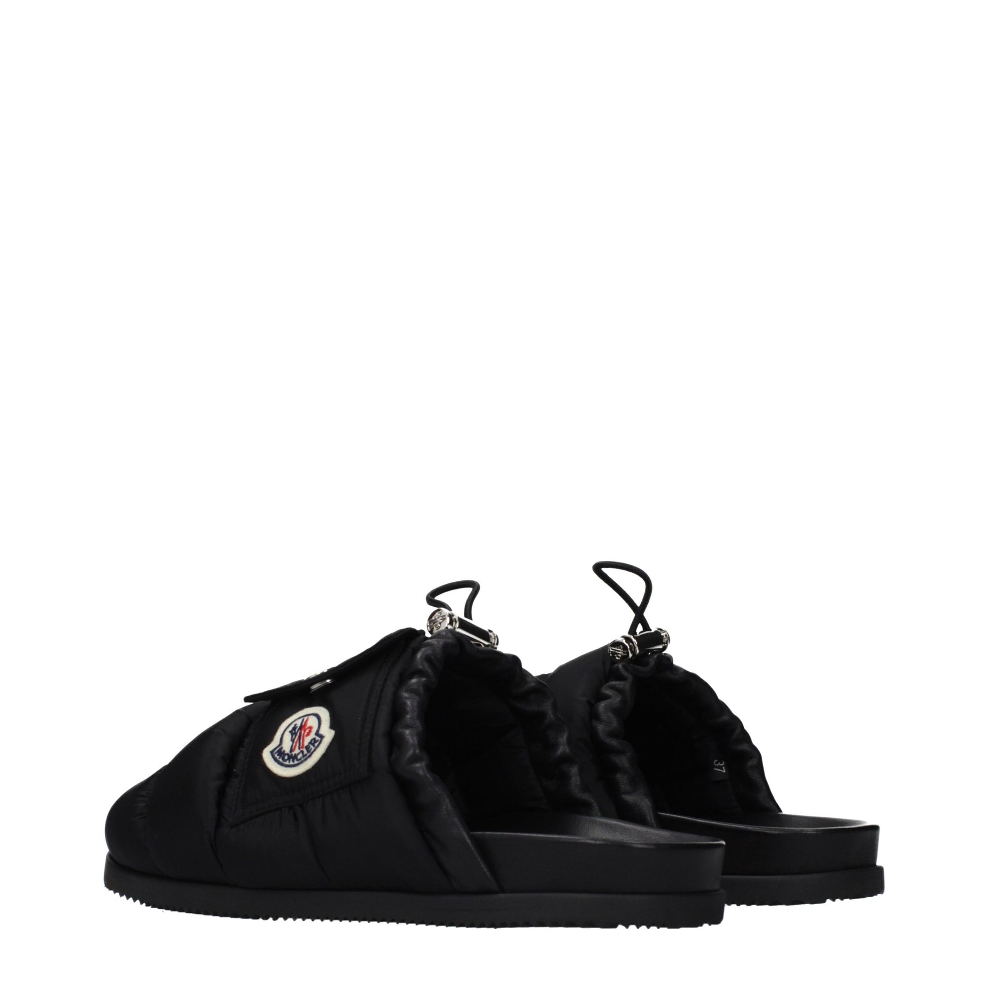 Moncler Black Fabric Slippers Moncler