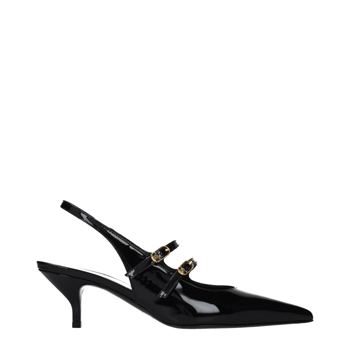 Celine black leather sandals with sleek straps and open toe design, stylish footwear for casual or dressy occasions.