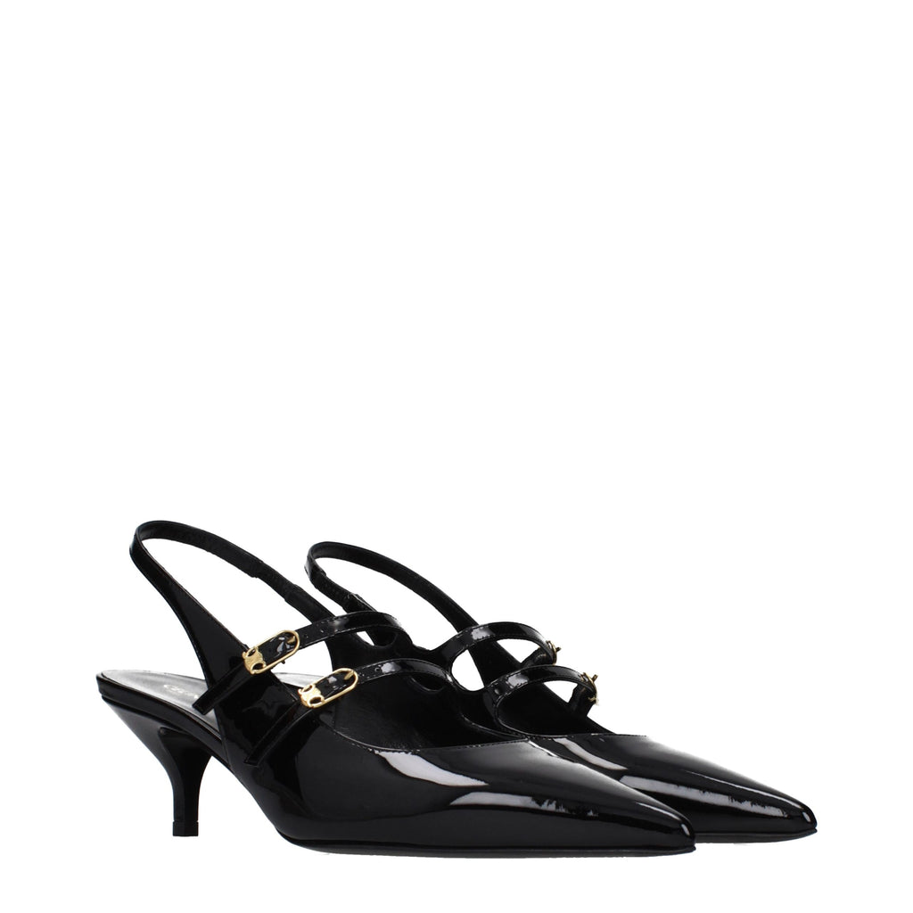 Celine black leather sandals with sleek straps and open toe design, stylish footwear for casual or dressy occasions.