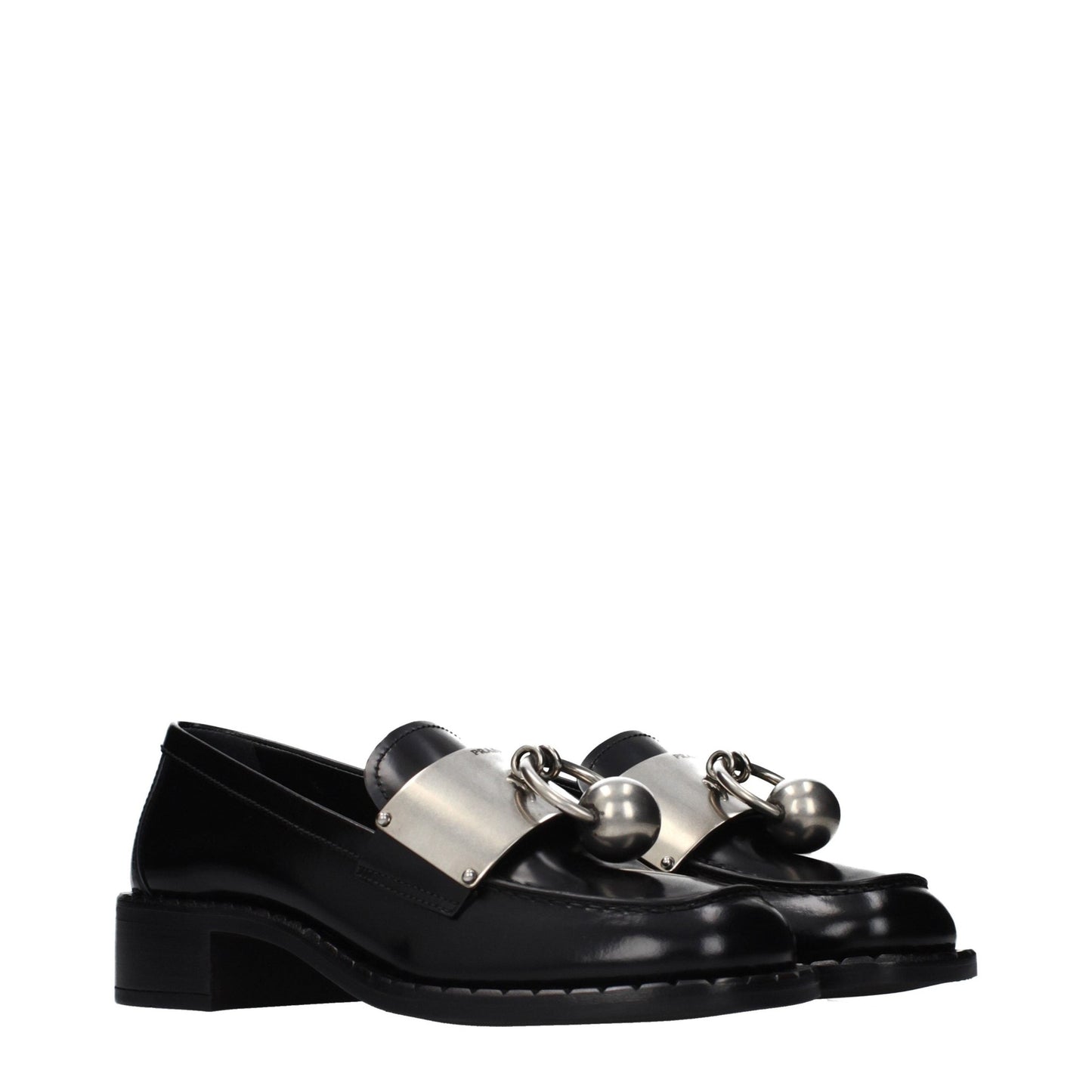 Prada Black Leather Slip-On Loafers Prada