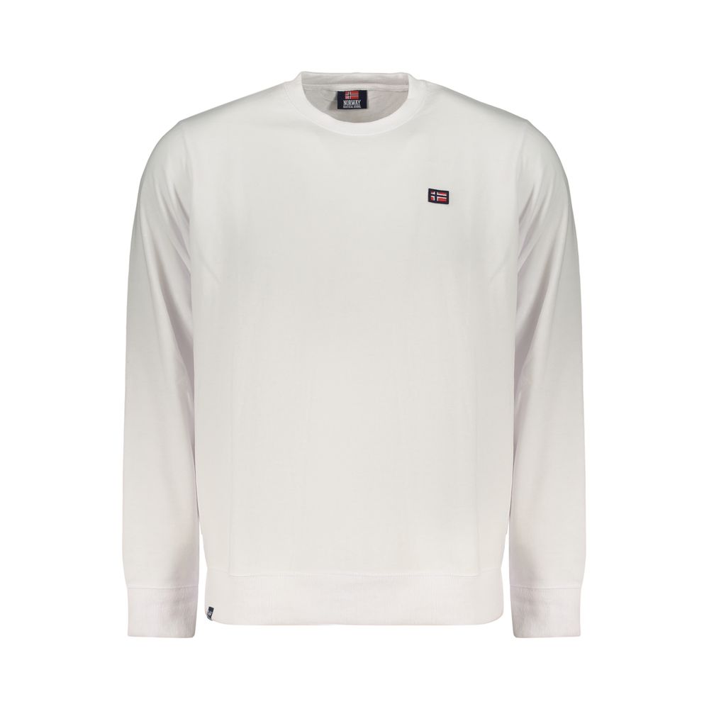 Norway 1963 Bianco cotton men's sweatshirt with crew neck and long sleeves, casual and comfortable apparel.