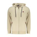 Norway 1963 beige cotton men's hooded sweatshirt with front pocket and drawstring hood, casual and comfortable apparel.