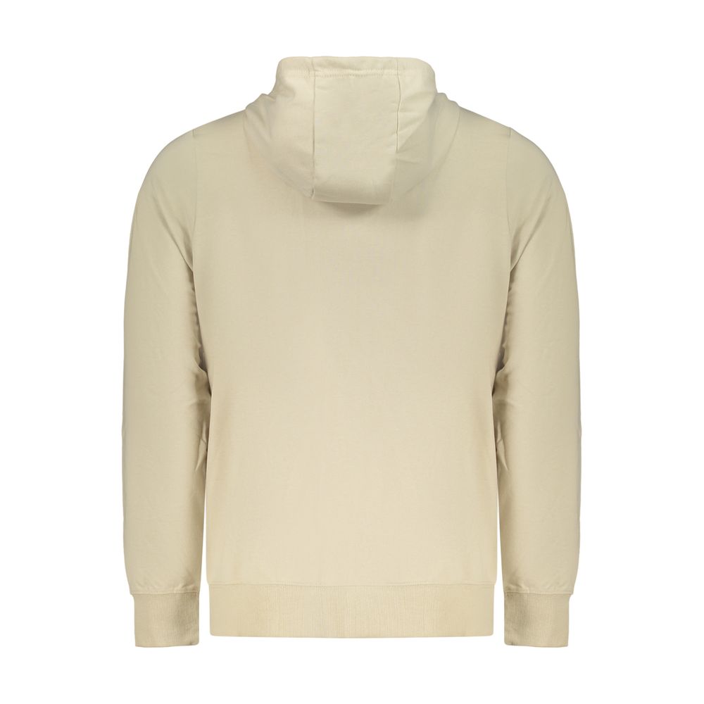 Beige cotton men's hooded sweatshirt by Norway 1963, featuring a comfortable fit and casual style, shown on a plain background.