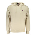 Norway 1963 beige cotton men's hooded sweatshirt displayed on a hanger, showing front view with hood and long sleeves.