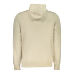 Norway 1963 beige cotton men's hooded sweatshirt featuring a front pocket and casual fit, shown on a model.