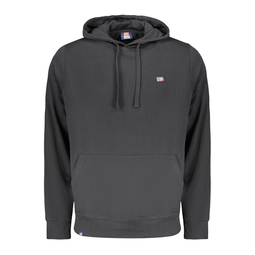 Black cotton men's sweatshirt by Norway 1963 with a classic fit and simple design, shown on a plain background.