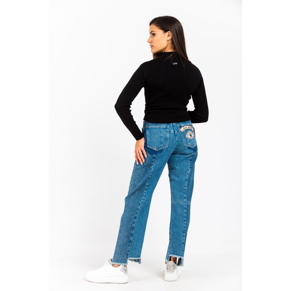 Gas Blue Cotton Straight-Leg Jeans - Eljoys Fashion 