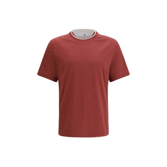 Brunello Cucinelli Bordeaux Cotton T-Shirt Brunello Cucinelli