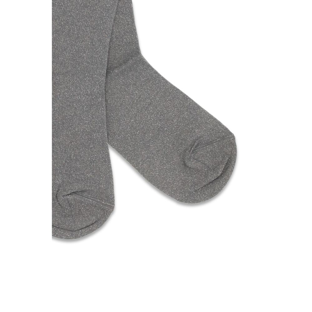 Gray silk socks by Brunello Cucinelli featuring a smooth texture and subtle branding detail.