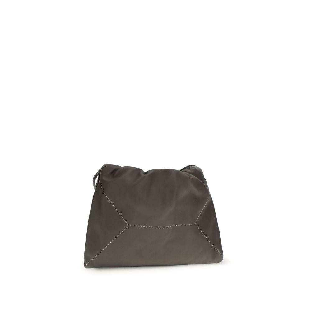 Brunello Cucinelli brown calf leather Bos Taurus shoulder bag with sleek design and subtle branding.