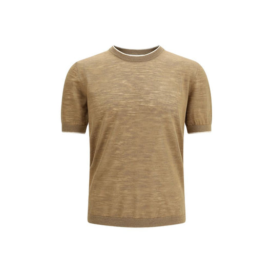 Brooksfield Beige Linen Shortsleeve Shirt